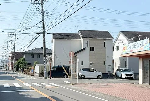 コインランドリーがある交差点を左折